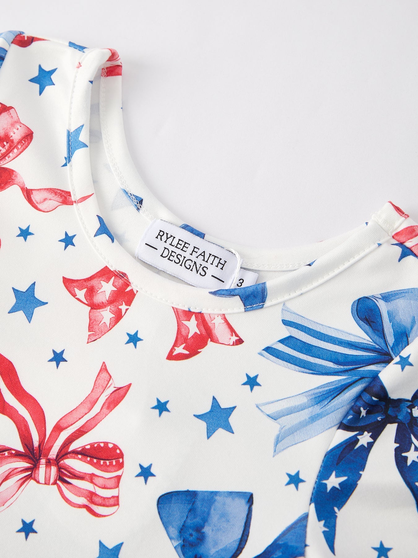 4th Of July Bow Star Girls Dress