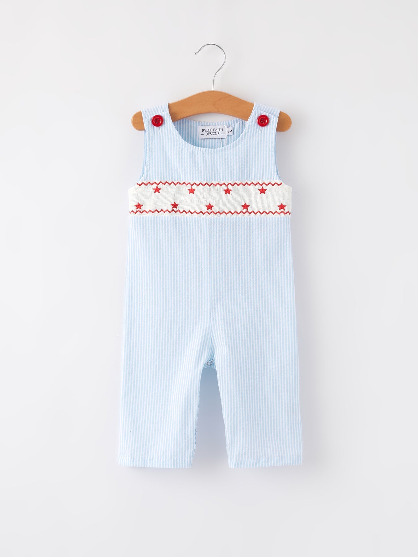 4th of july Star Embroidery Smock Boys Romper