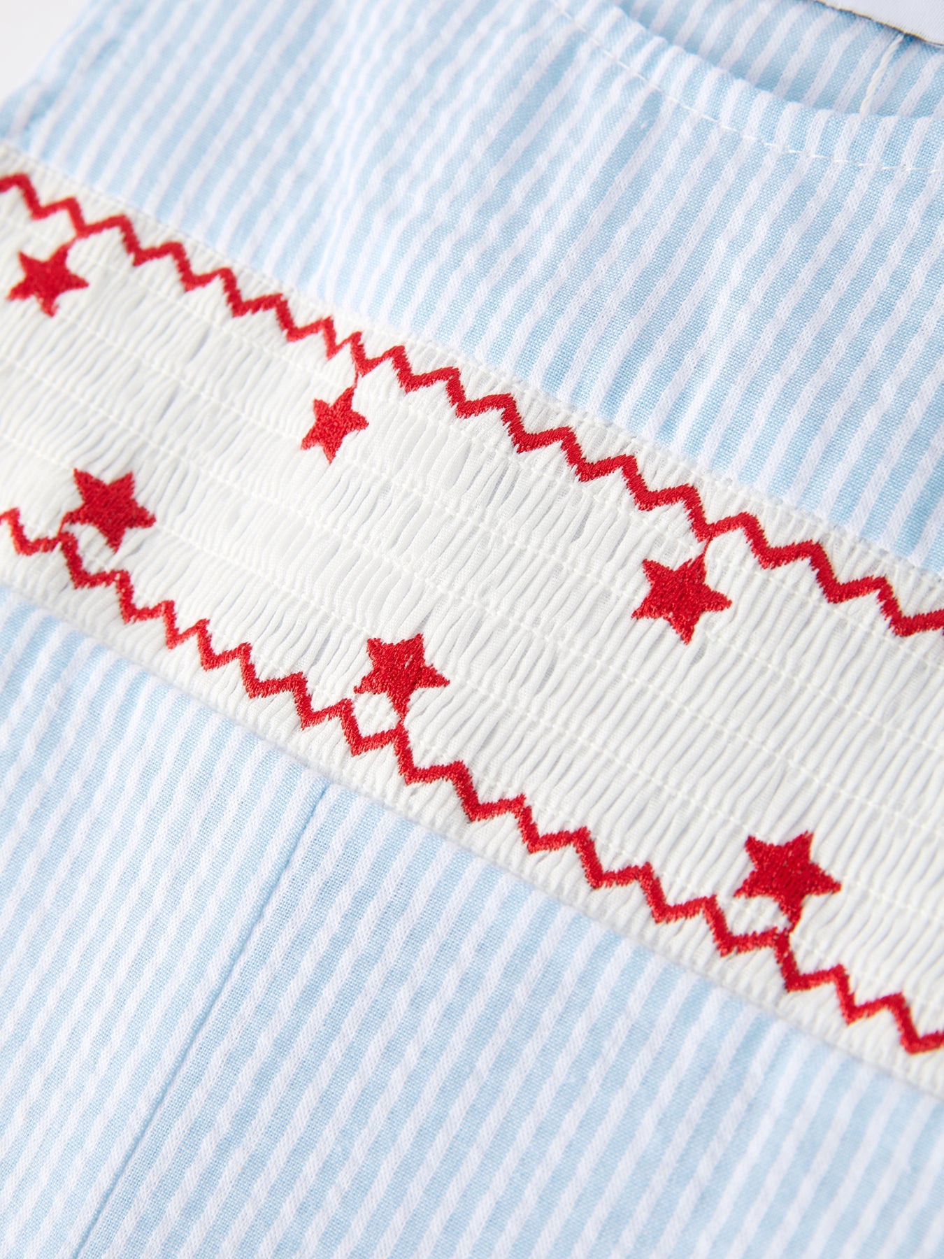4th of july Star Embroidery Smock Boys Romper