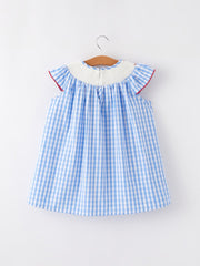 4th of july Flag Embroidery Smocking Girls Dress