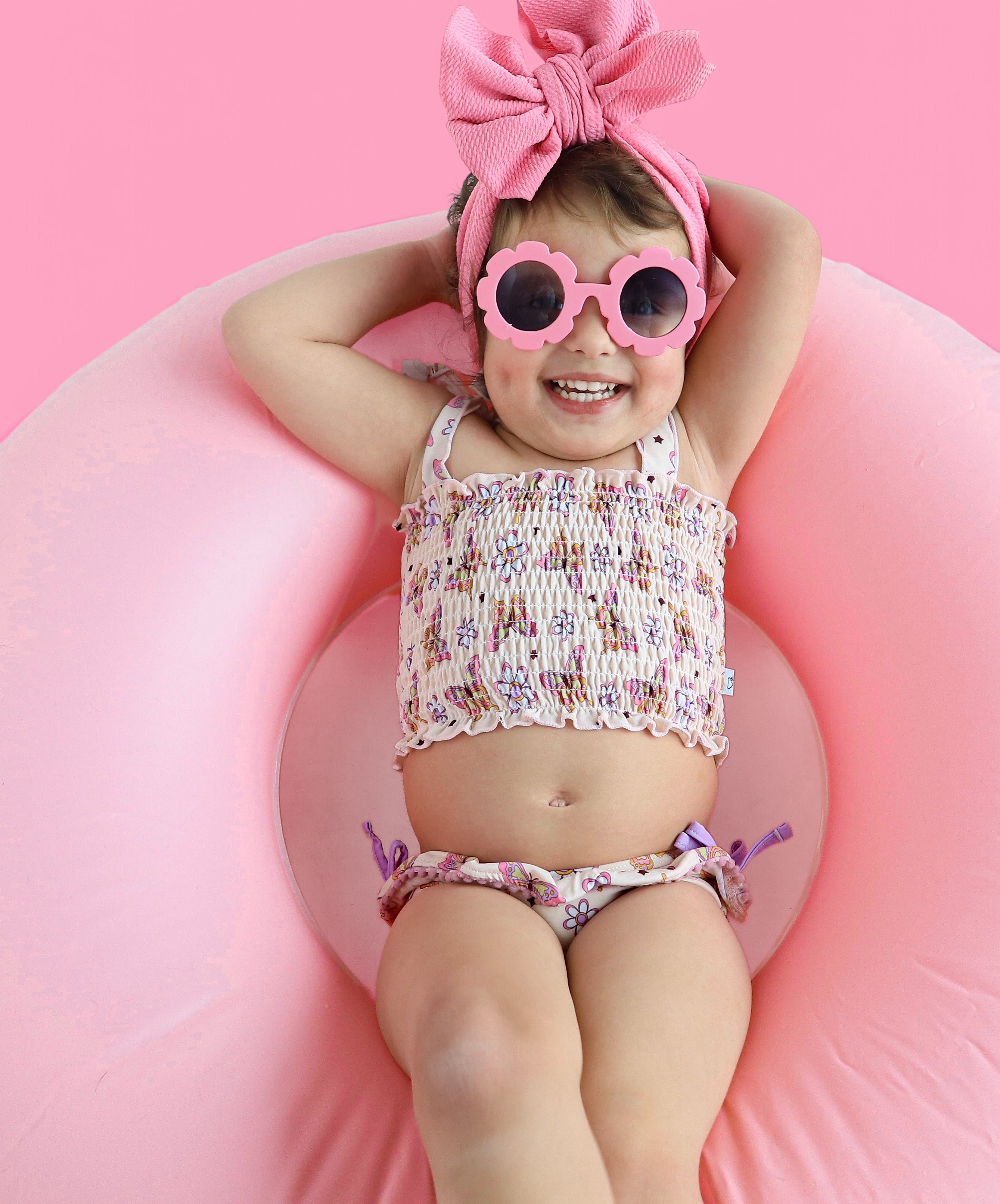 BLOSSOMIN' BUTTERFLY DREAM SMOCKED TANKINI TWO PIECE SWIM SUIT