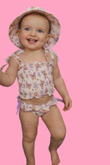 BLOSSOMIN' BUTTERFLY DREAM SMOCKED TANKINI TWO PIECE SWIM SUIT