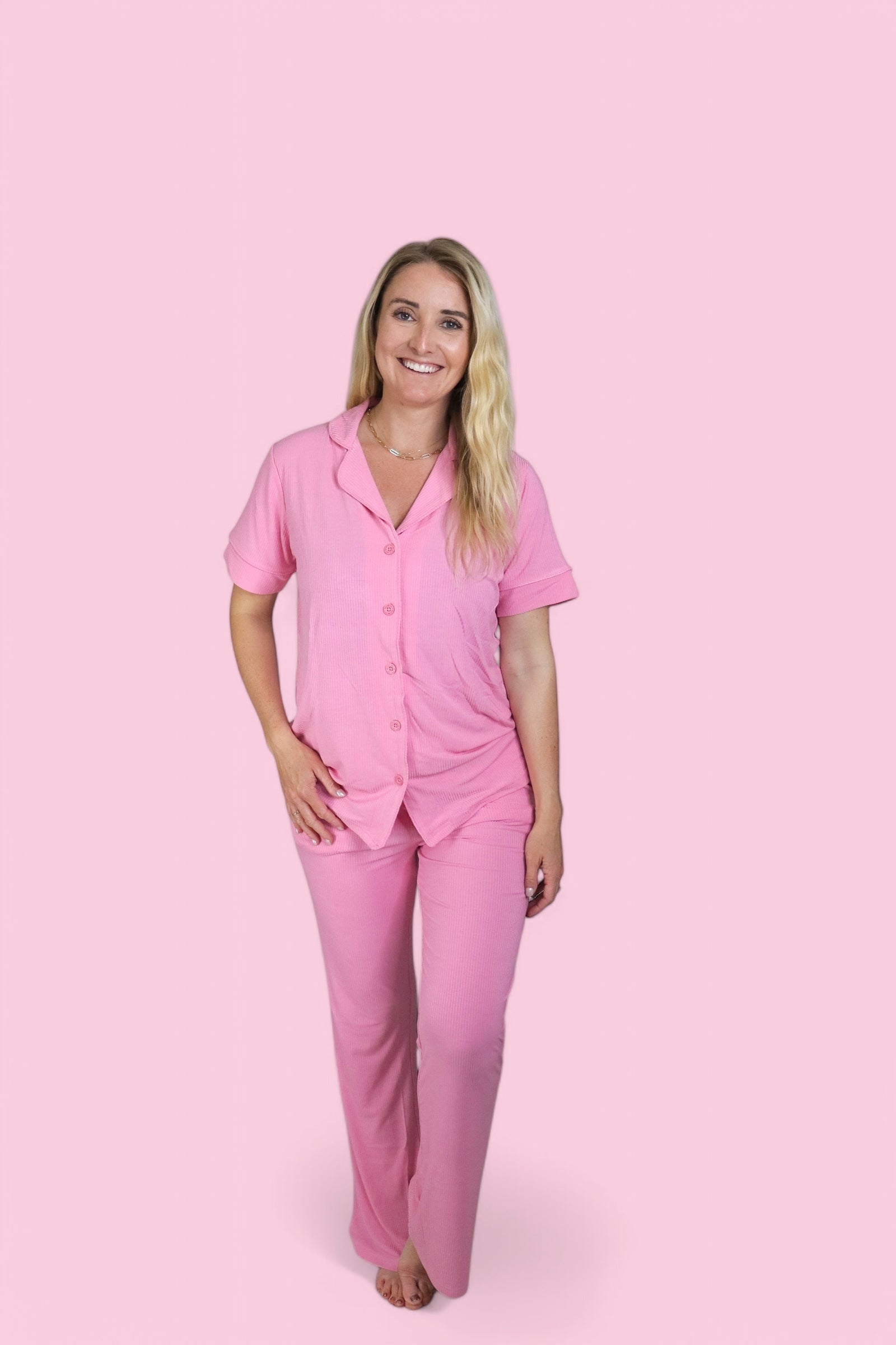 BELLA PINK RIB WOMEN'S DREAM FLARE SET