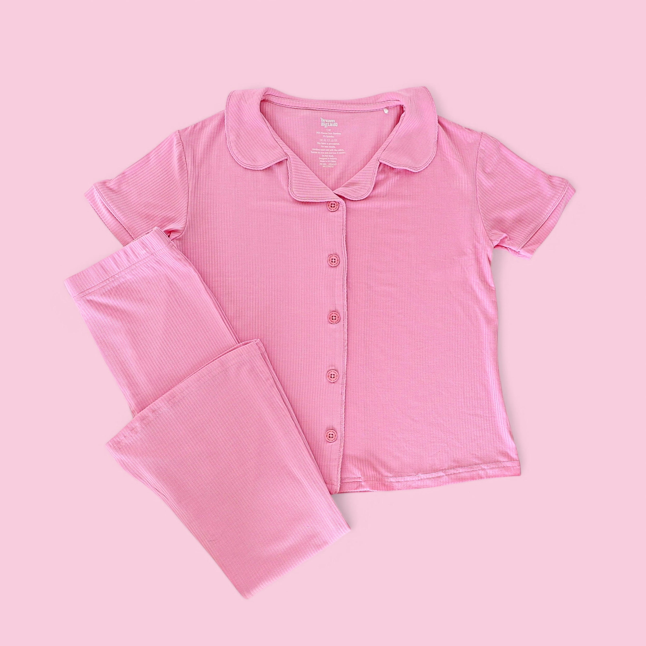 BELLA PINK RIB DREAM GIRL'S FLARE SET