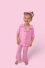 BELLA PINK RIB DREAM GIRL'S FLARE SET