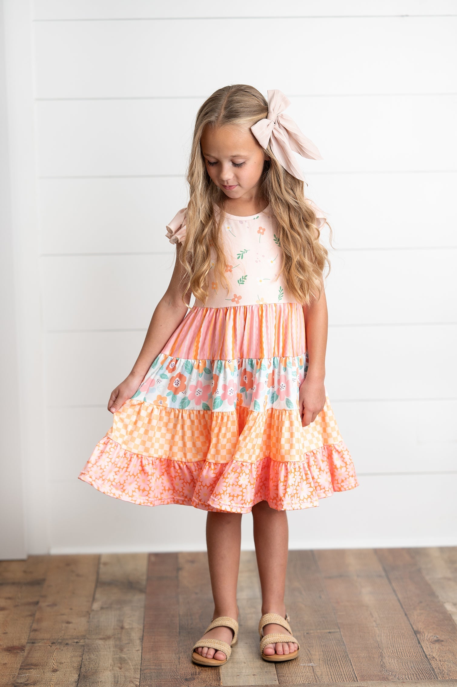 Ava Retro Floral Tiered Dress