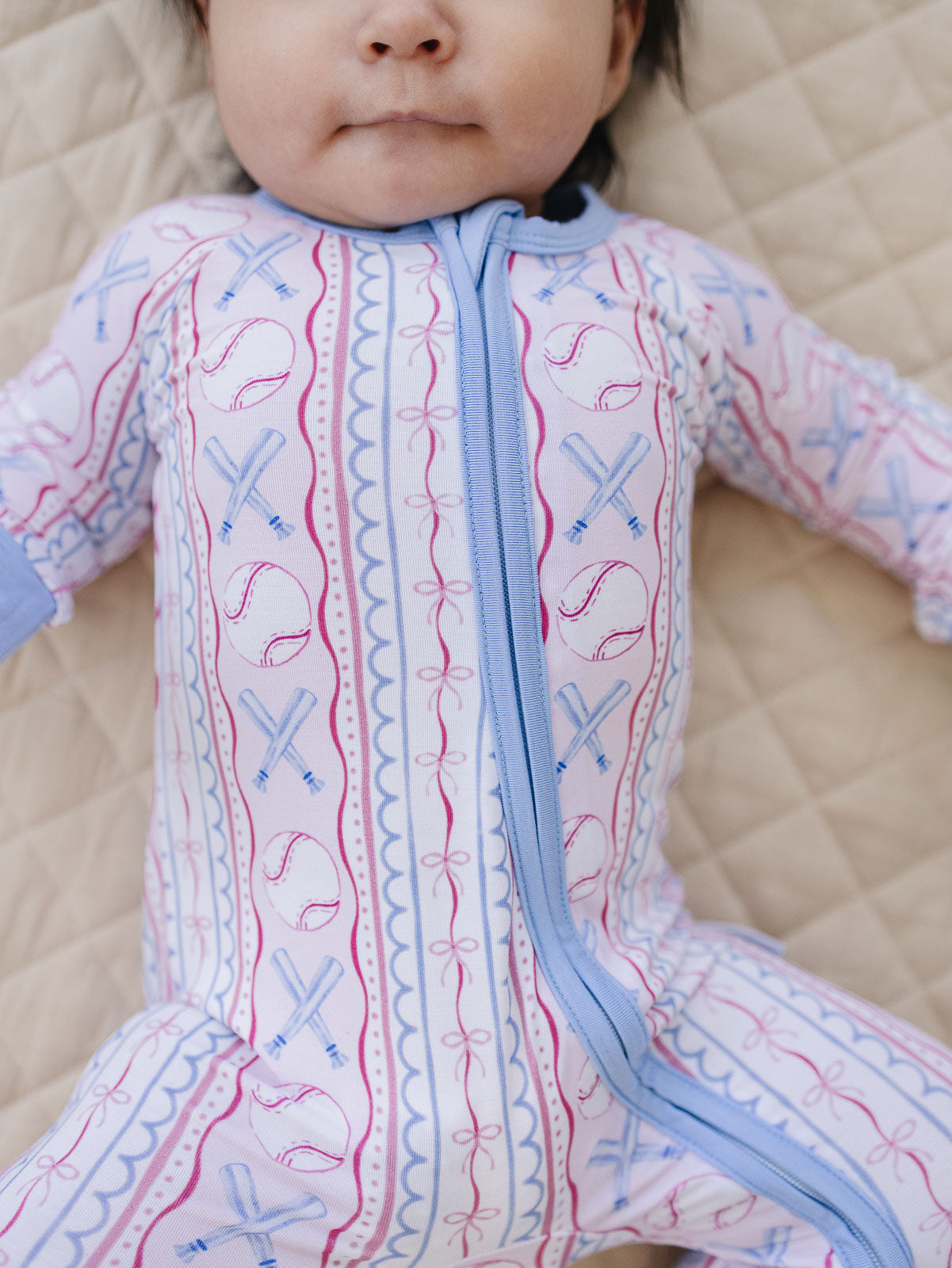 Bamboo Zip Romper | Baseball Girl