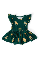 Baylor Green Bear Flutter Twirl Bodysuit