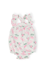 Berries & Bows Ruffle Cross Back Romper