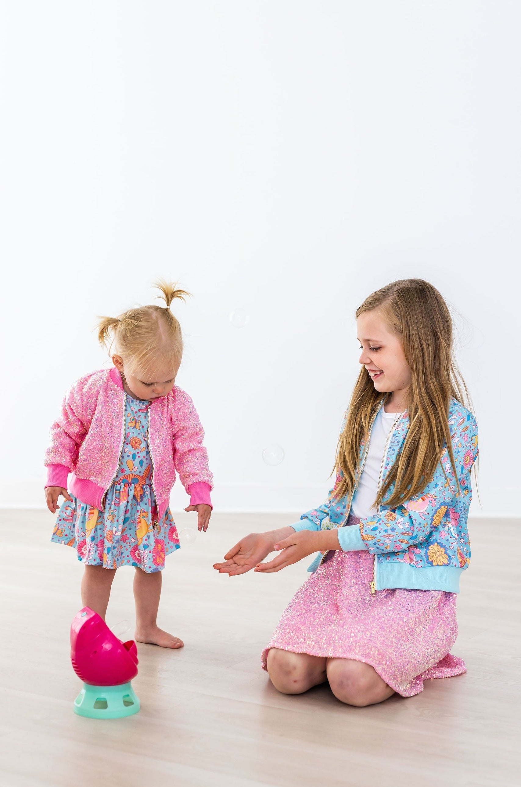 Blue Retro Unicorns S/S Twirl Bodysuit
