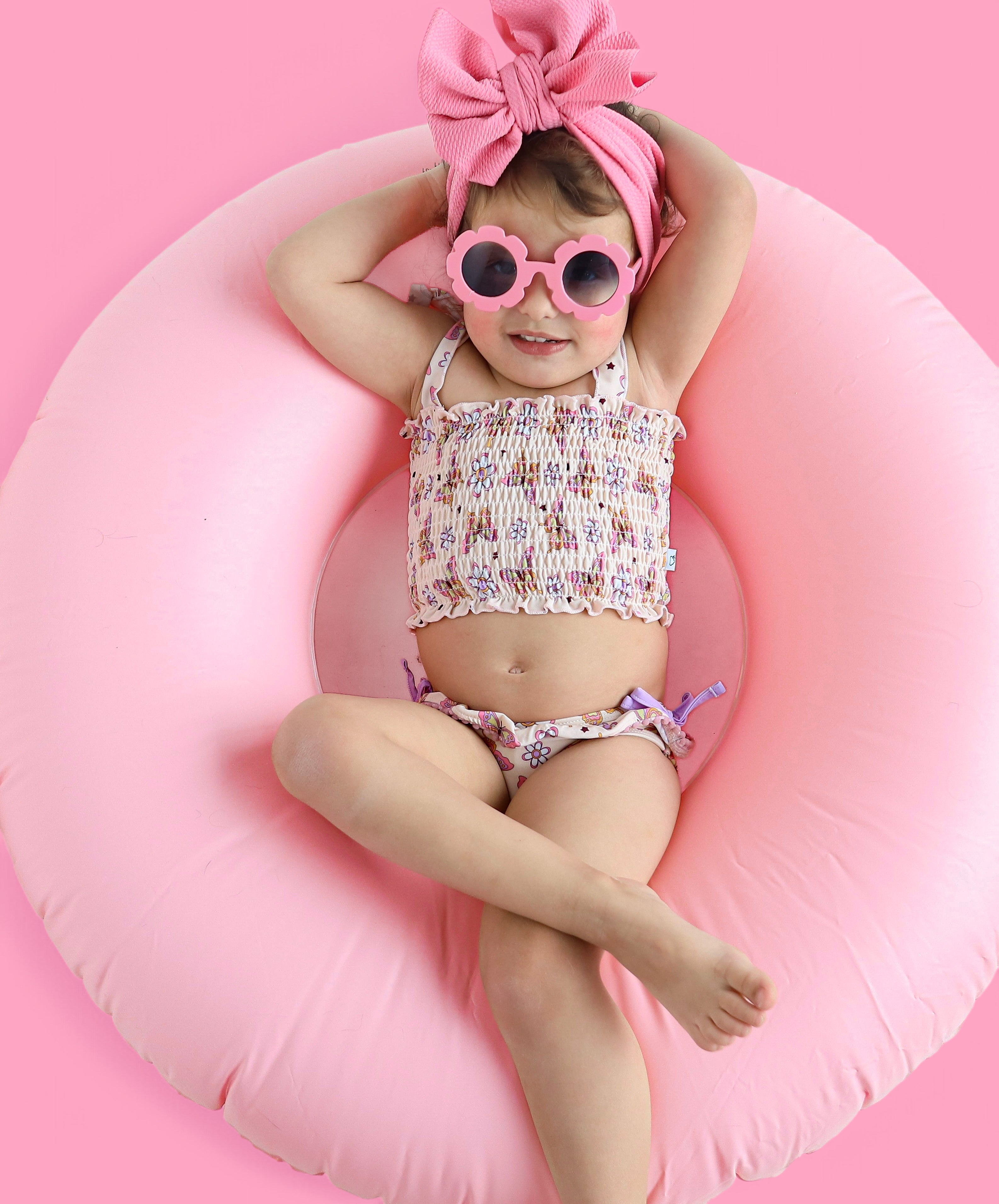 BLOSSOMIN' BUTTERFLY DREAM SMOCKED TANKINI TWO PIECE SWIM SUIT