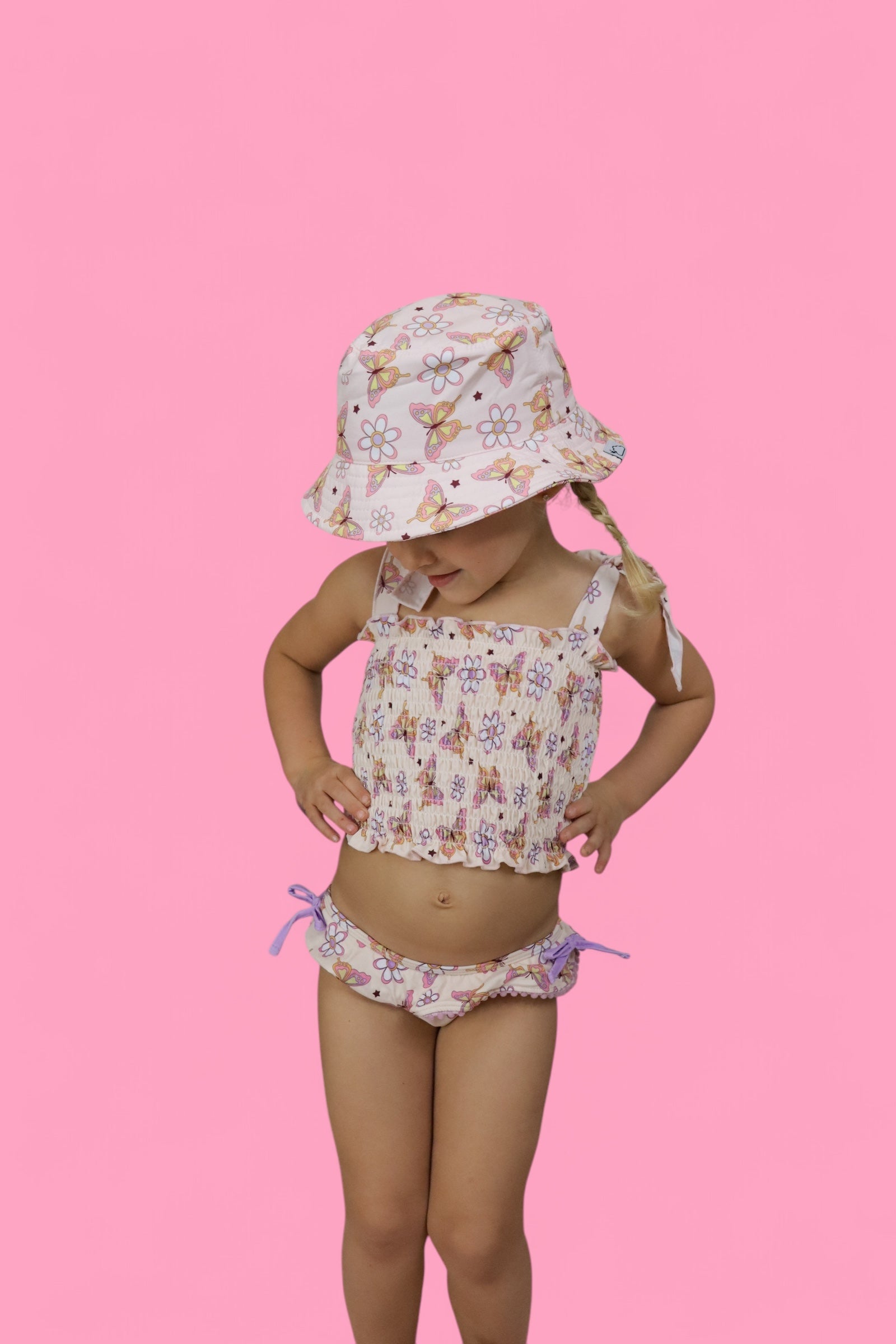 BLOSSOMIN' BUTTERFLY DREAM SMOCKED TANKINI TWO PIECE SWIM SUIT