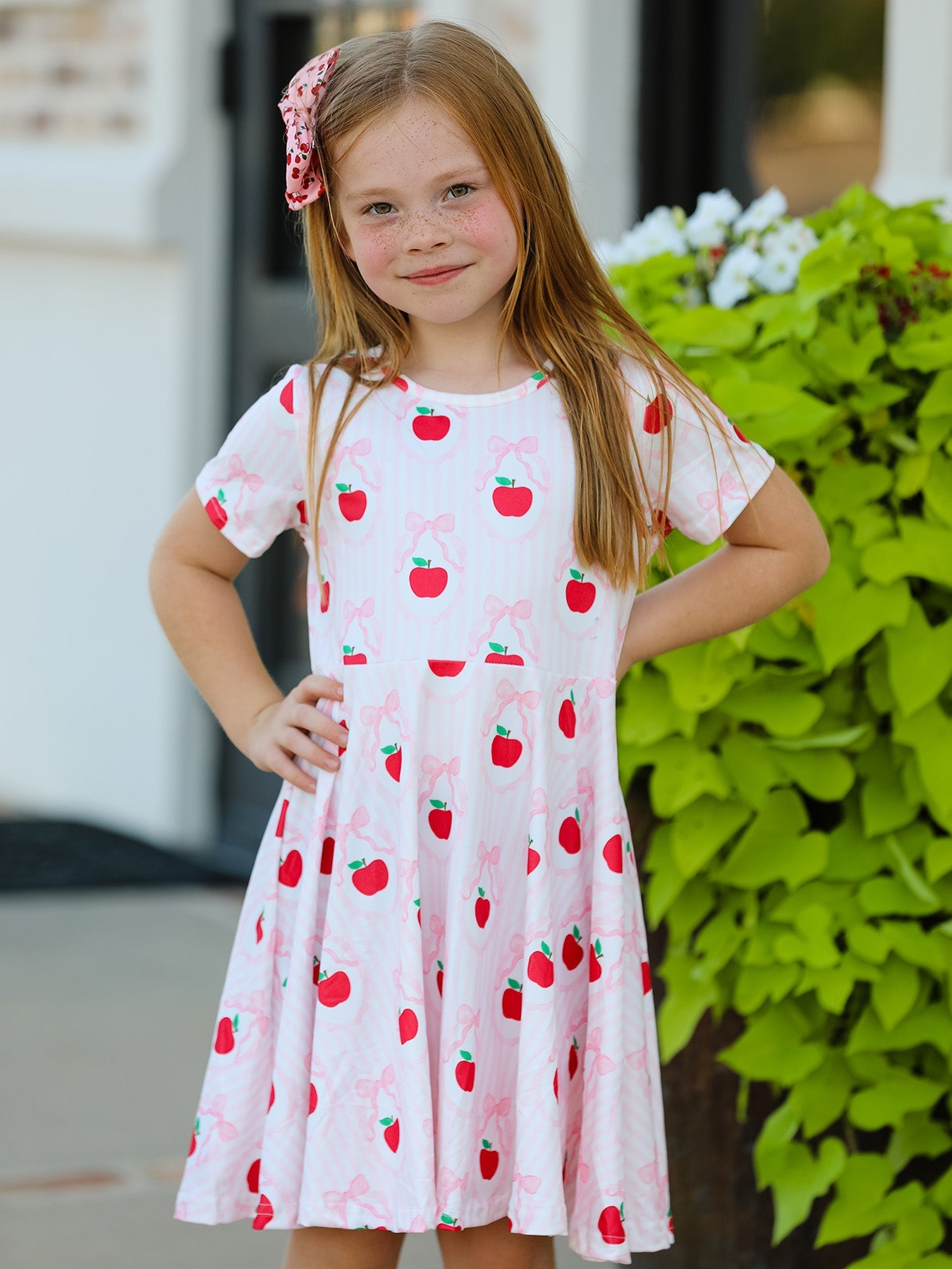 Back to School Apple Striped Sweet Girl Dress