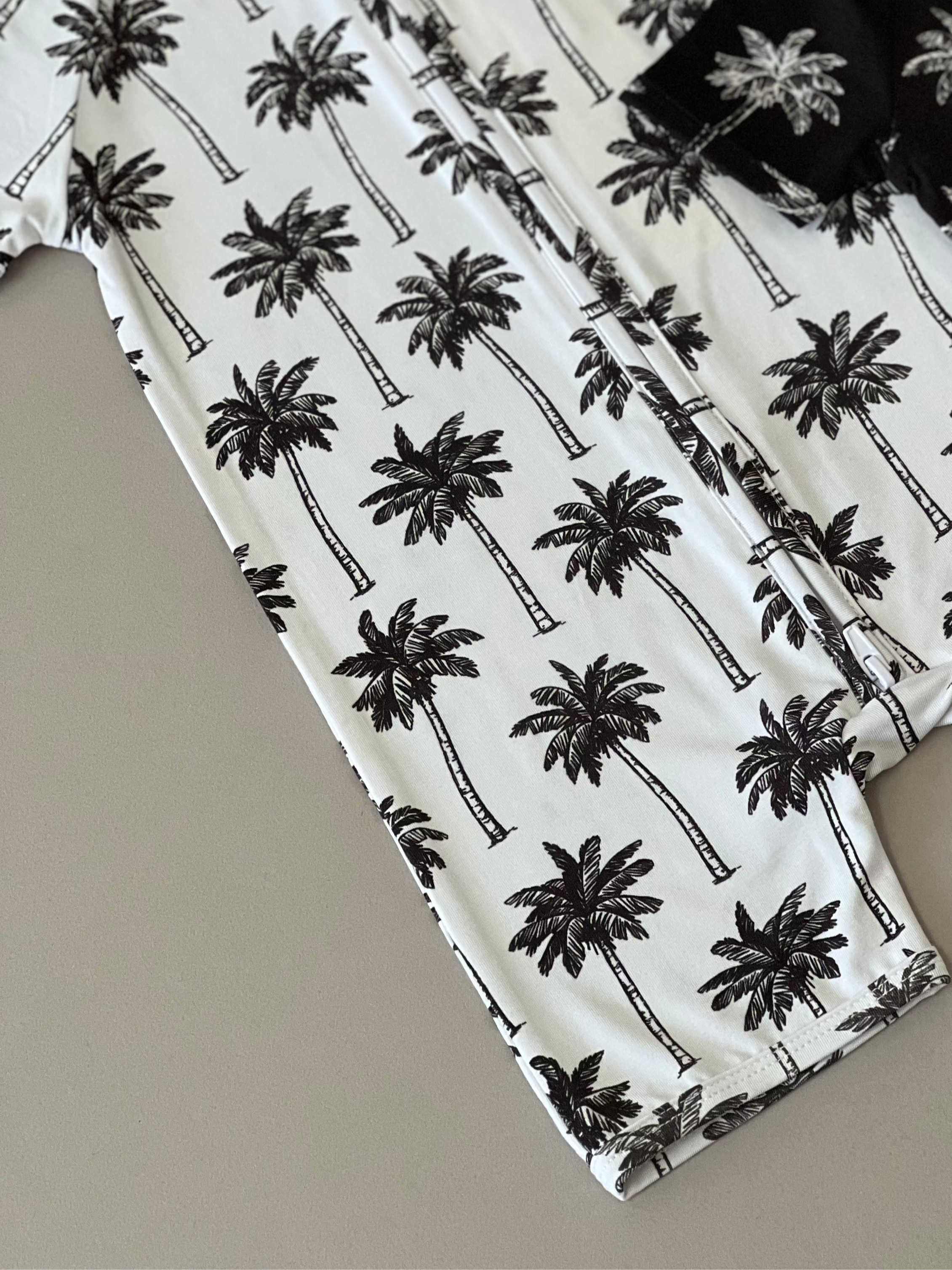 Bamboo Shorty Romper  | Palm Style White