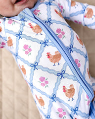 Bamboo Zip Romper | Chickens & Flowers
