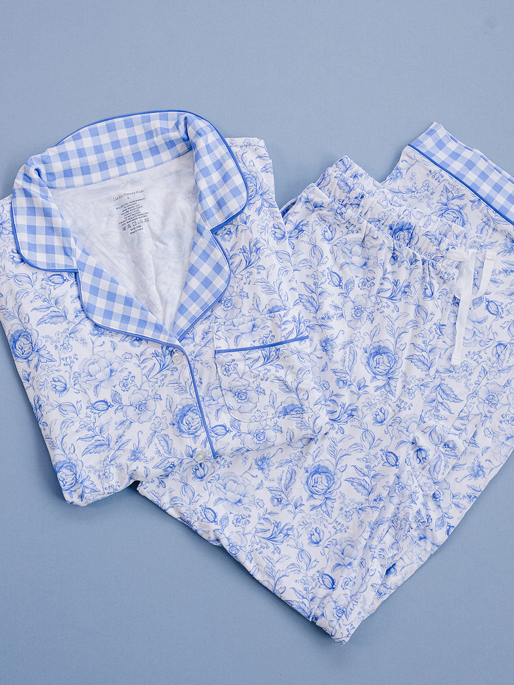 Bamboo Women's Button Up Set | Blue Flowers