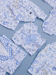 Bamboo Women's Button Up Set | Blue Flowers
