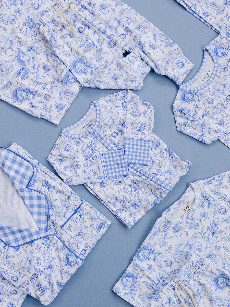 Bamboo Two Piece Set | Blue Flowers