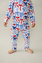 Bamboo Zip Romper  | Red-White & Bows
