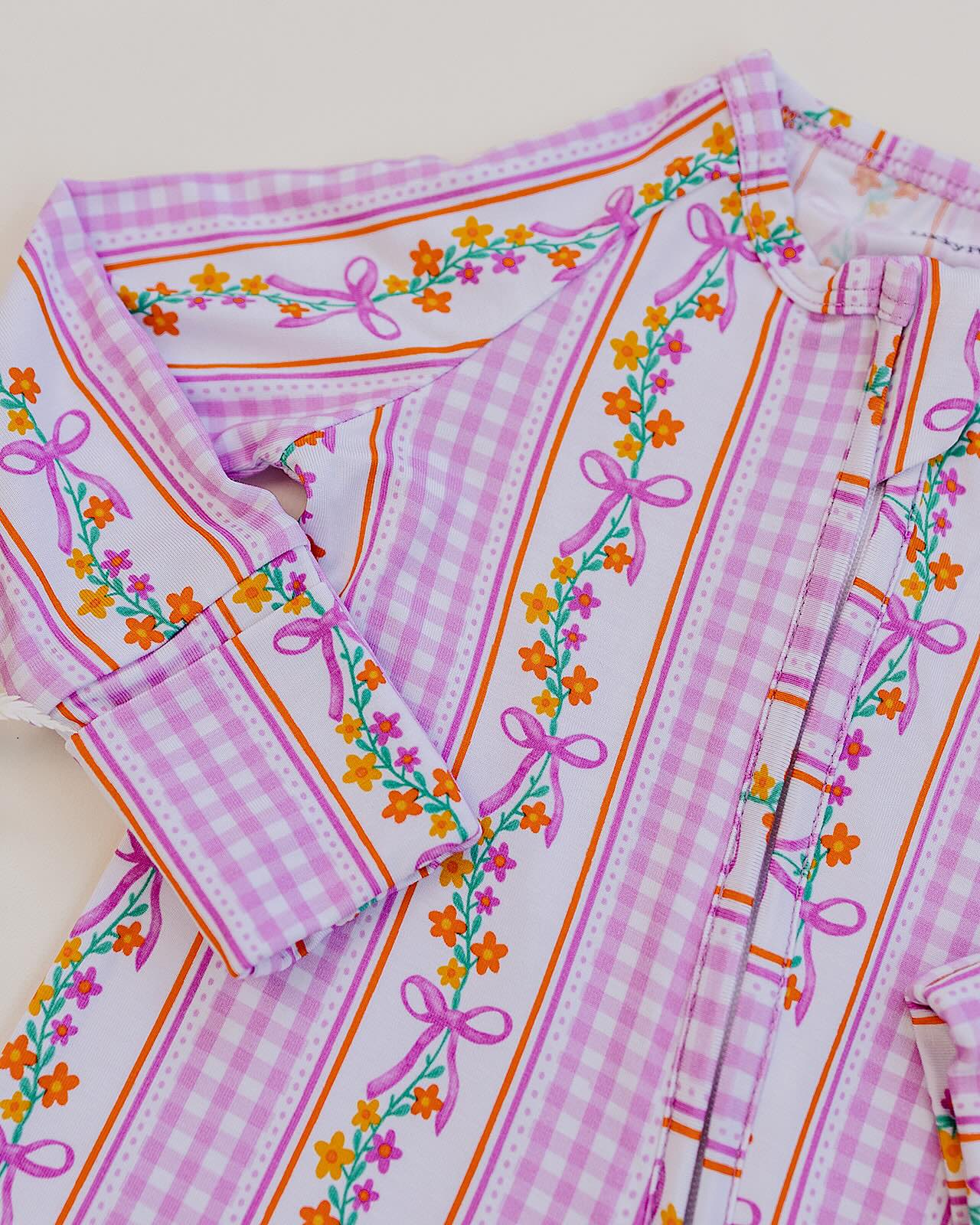 Bamboo Zip Romper | Gingham & Flowers