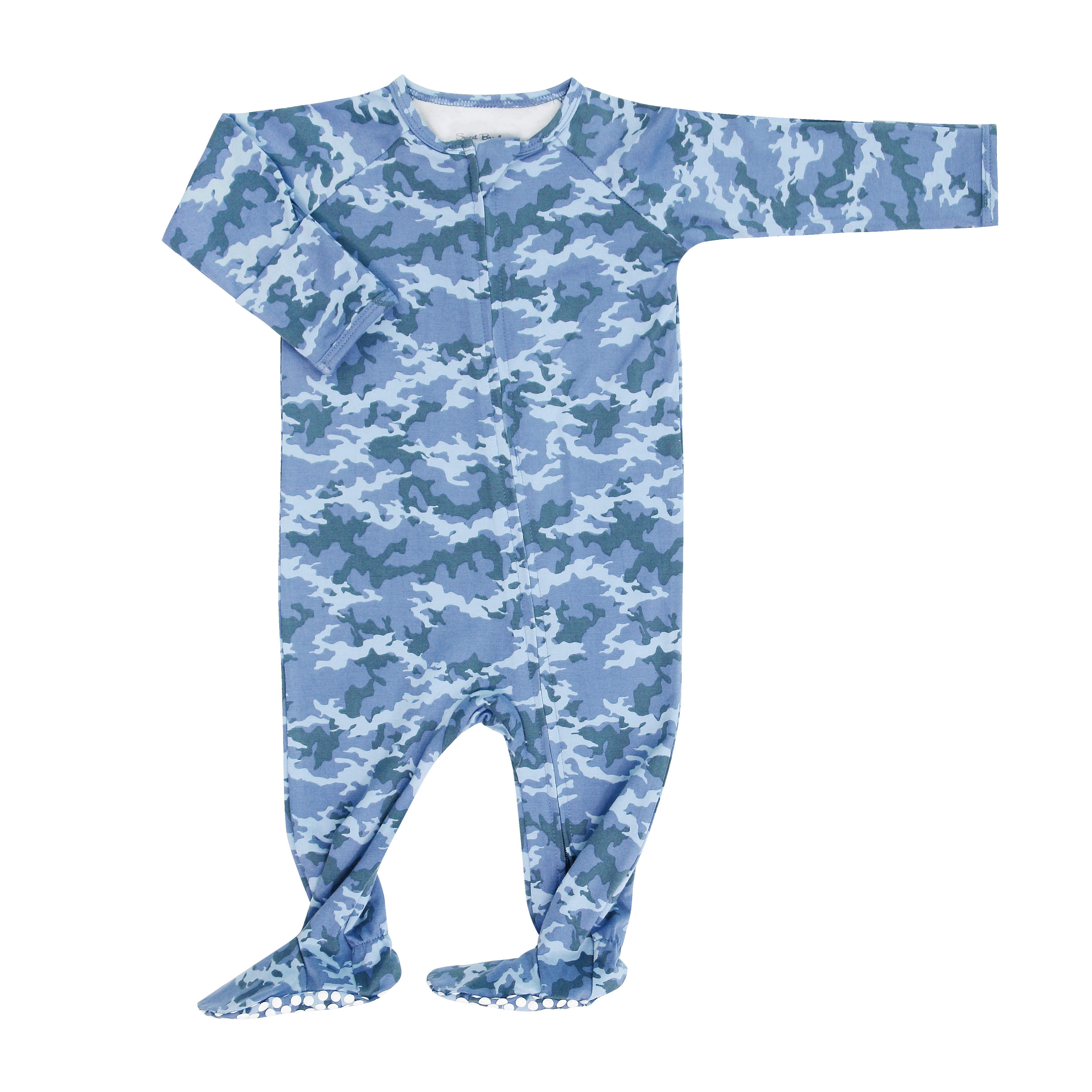 Blue Camouflage Zipper Footie