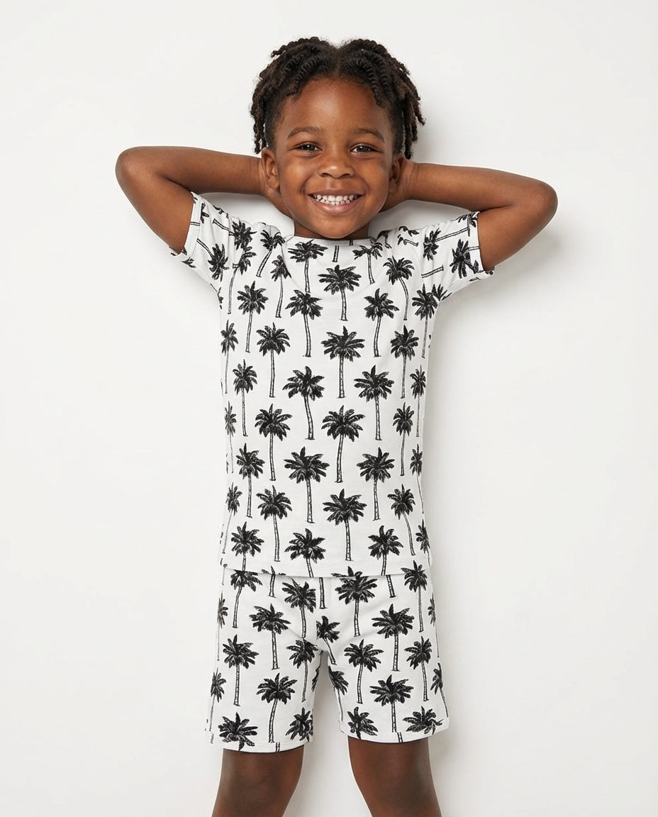 Bamboo Shorts Set | Palm Style White